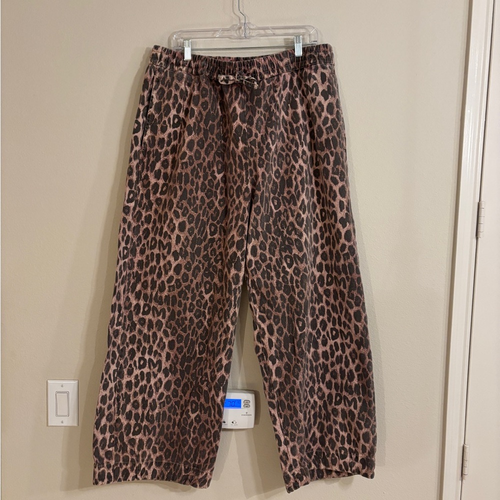 Damson Madder Rafe Pants in Leopard Print (Brown and Black), Size UK 18/US 14